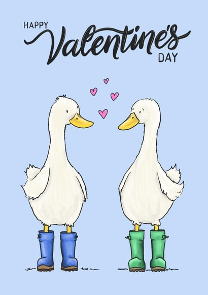 Cute Valentine's Day card - Ducks in Wellies created by Lucy Driver