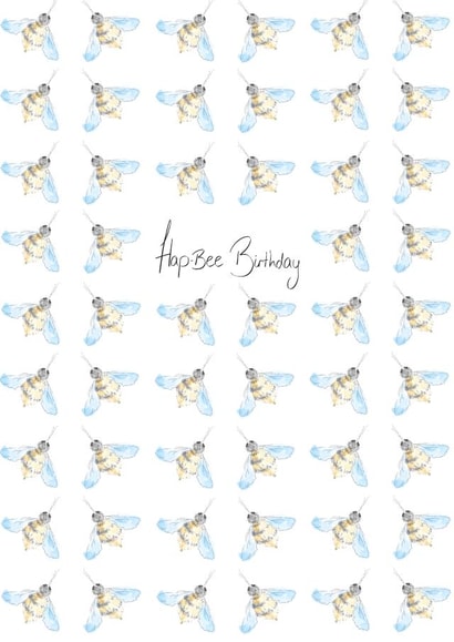 Cute birthday card - watercolour - Hap-Bee Birthday created by JuBee Illustrations