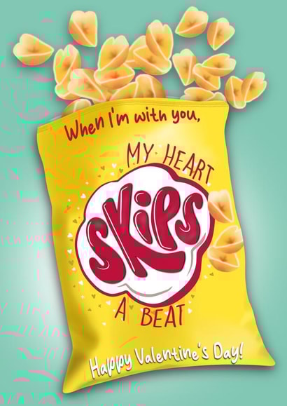 Funny Valentine’s Day Card - Crisps - My Heart Skips A Beat created by I Draw Stuff 