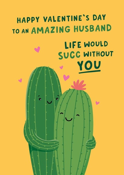 Cute Valentine's Card - for Husband -Cactus created by Fliss Muir