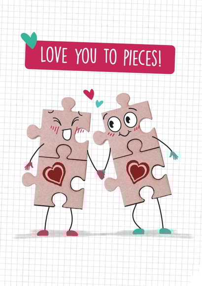 Funny Valentine Card - Cute love you to pieces - Jigsaw created by Quitting Hollywood