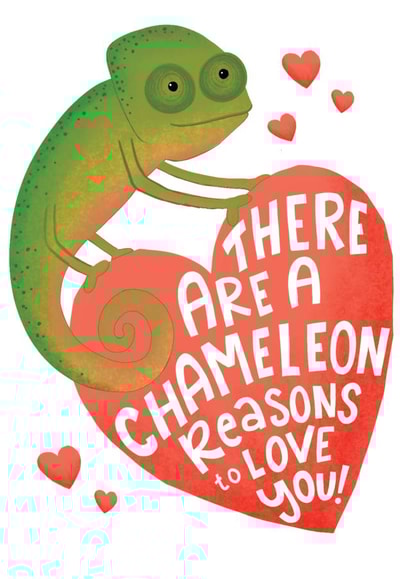 Cute Valentine's Day Card - Chameleon reasons to Love You! created by Fox Card Co