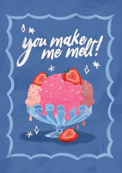 Cute Food Valentine's card - You make me melt - Ice cream sundae created by Quitting Hollywood