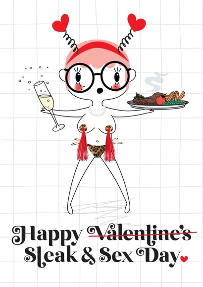 Happy Steak & Sex Day - Funny Cheeky Valentine's Day Card created by Mrs Best Paper Co.