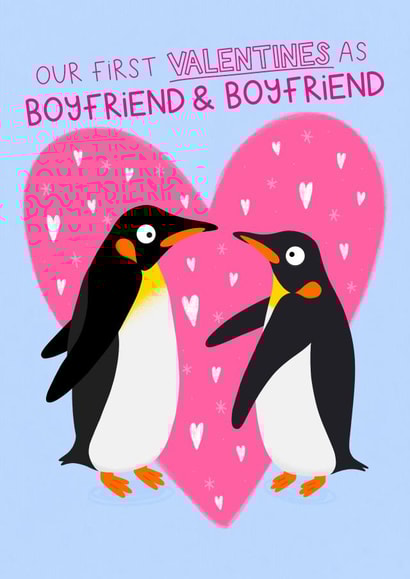 First Valentine's as Boyfriend and Boyfriend - New Love - Penguin's - Hearts created by Ludicrous Prints
