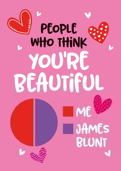 Funny Valentines Card - You're Beautiful - James Blunt created by Superlush Cards