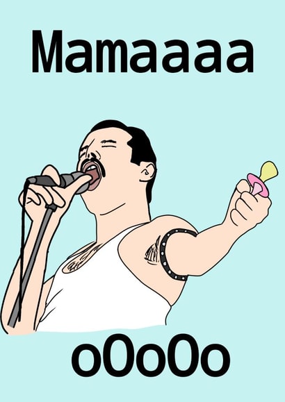 Cute card for family with newborn baby who like Queen and Freddie Mercury created by Kiwi Kitty Designs