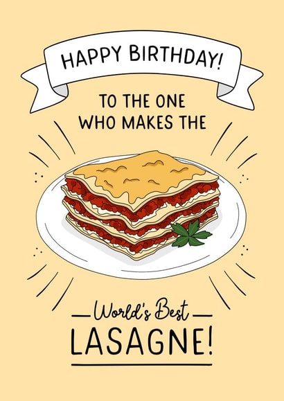 Cute Lasagne Birthday card - for a special cook! created by Evie Garnett Designs