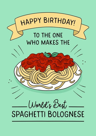 Cute Spaghetti Bolognese Birthday card - for a special someone! created by Evie Garnett Designs