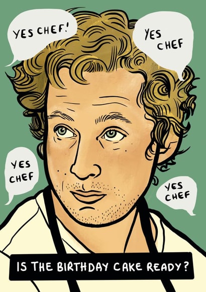 Illustrated Happy Birthday card - The Bear - Yes Chef! created by DEMON LOUD