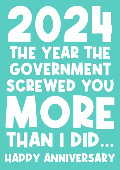 Funny Anniversary Card - Government Screwed created by Sean David Cards