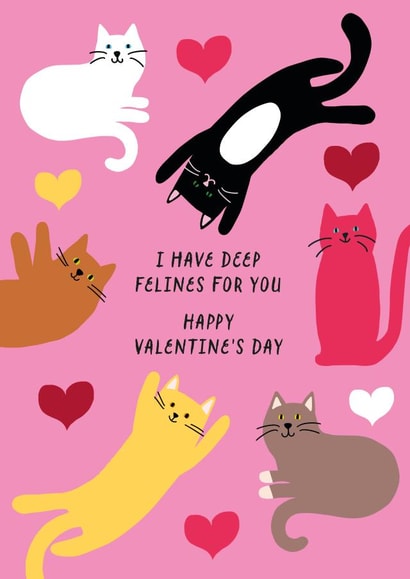 Cute Valentines Card - Cats - Deep felines! created by Paper Heart Designs