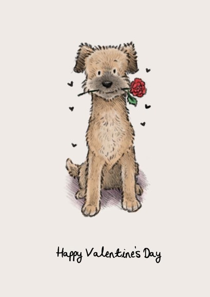Happy Valentine's Day Card with Border Terrier for Loved One - Fiance Girlfriend created by Elspeth Rose