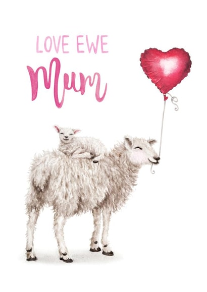 Punny Mothers Day Card - Love Ewe Mum created by Citrus Bunn
