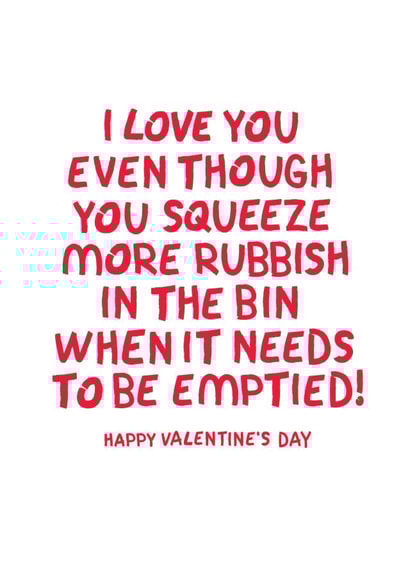 Funny Valentines Card - Bin created by The Boy and the Bear