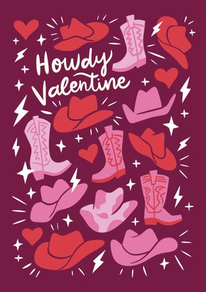 Howdy Valentine Card - Illustrated created by Kelley Dillon