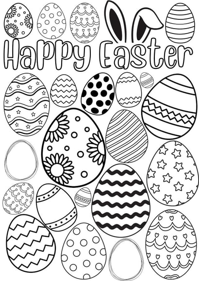 Happy Easter Card - Colouring In - Easter Eggs created by DoodleTwig