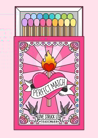 Cute Valentine’s Day or Anniversary Card - Rainbow Perfect Match Card created by Charlotte Trimm