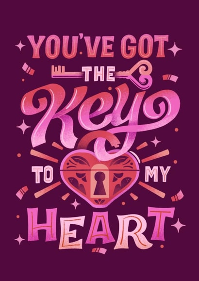 Pretty Valentines Card - You've Got The Key To My Heart created by The Inking Rose