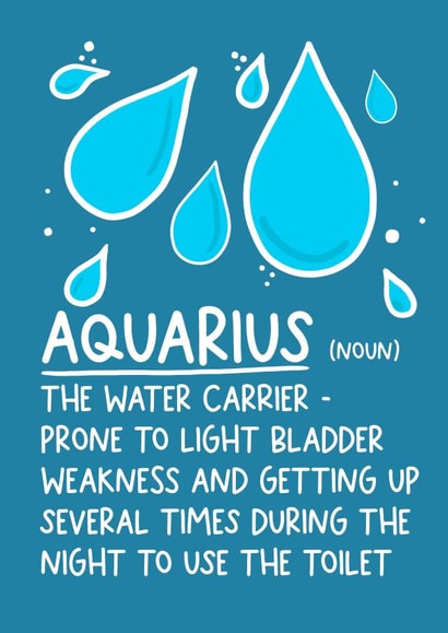 Funny Aquarius Card - The water carrier - February Birthday created by Pickled Prints