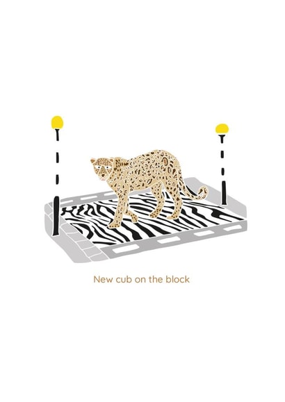 Cute Safari Card for New Baby - New cub on the block created by Hele Jelly Bean