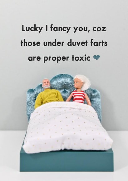 Cheeky Valentines Card - Farts Under the duvet created by Bold & Bright Cards