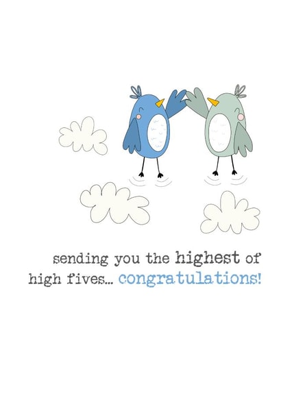 Cute bird congratulations card - Sending high fives created by Dandelion Stationery