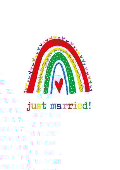 Vibrant wedding card - Just Married created by Dandelion Stationery
