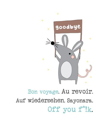 Funny leaving card - Mouse - Bon Voyage created by Dandelion Stationery