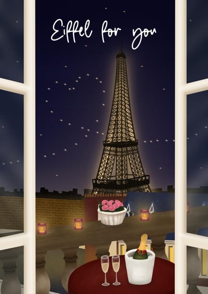 Romantic Anniversary Card For Significant Other - Paris Valentines Card - Pun created by Danielle’s Doodles