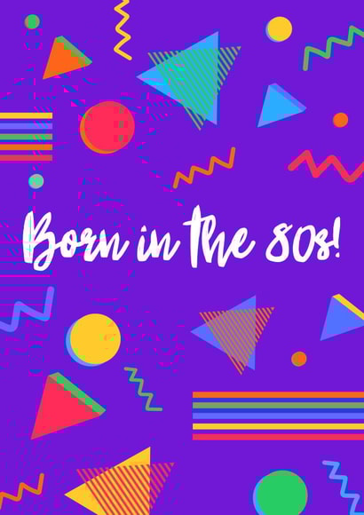 Born in the 80s vibrant retro vintage disco birthday card created by Whaley Nice Designs