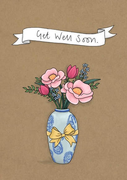 Pretty Get Well Soon Card - Illustrated Flowers created by Lucy Driver