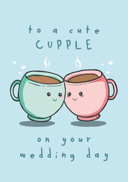 Cute Wedding Day card for couple - Kawaii Pun created by Lanther Black