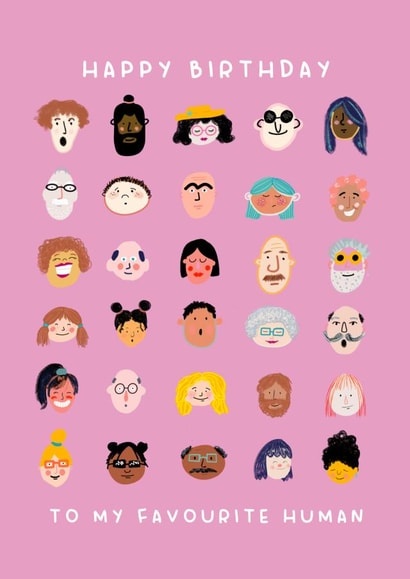 Cute Happy Birthday Card - Favourite Human created by Ooh I Like That Design