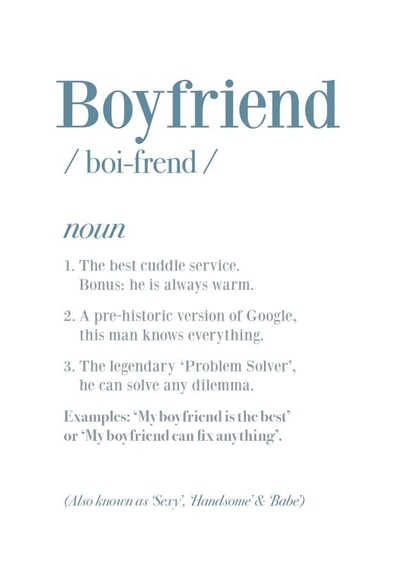 Cute Valentine's Card - Boyfriend - Definition created by Cookie Design