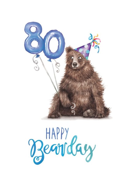 Cute - 80th Birthday - Bear - Pun - Card created by Citrus Bunn