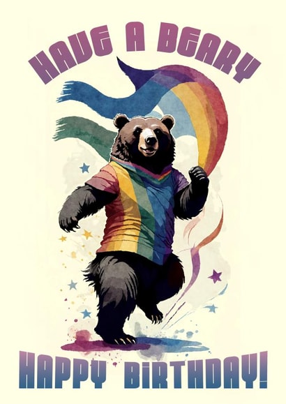 BEARY BIRTHDAY Dancing Bear Funny Birthday card created by Bubble Goes Pop