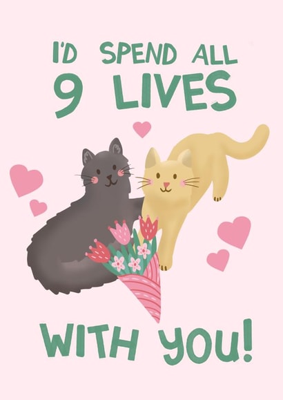Cute grey and orange cats Valentine's Day Card for Your Significant Other created by Fayeillustration