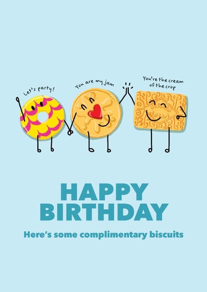 Cute funny birthday card - for friend and family - complimentary biscuits created by Type Oh