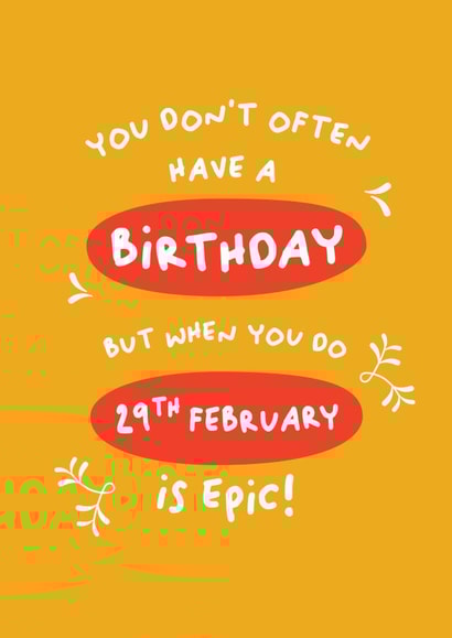 Leap year Birthday card - February 29th created by PaperJam Print Co.