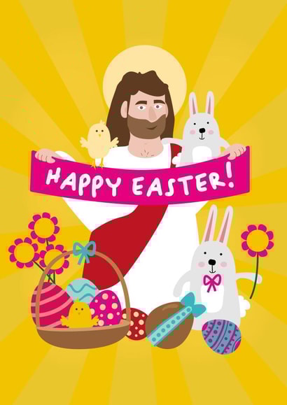 Happy Easter Card - Jesus & bunnies created by PaperJam Print Co.