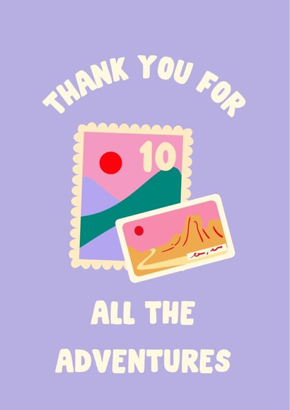 Cute Anniversary Card - Thank You For All The Adventures created by The Broad Lane Print