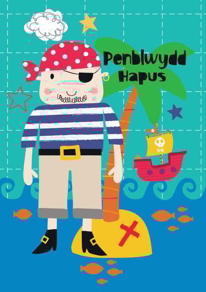 Cute Penblwydd Hapus Card - Pirate created by Designs_by_flo