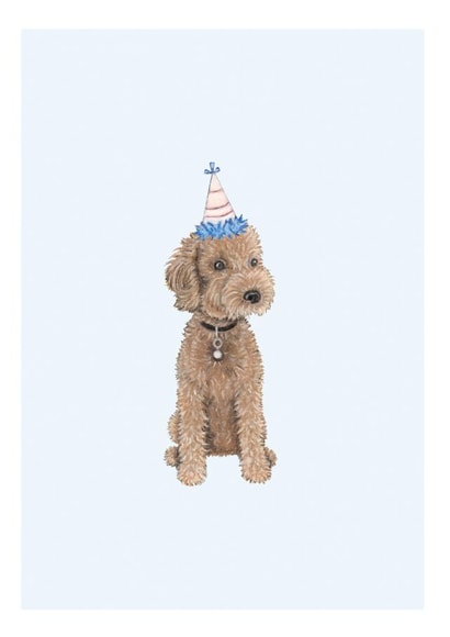 Cute Birthday Card - Cockapoo & Party Hat created by Lottie Murphy