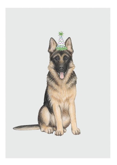 German Shepherd Card - Party Hat Dog created by Lottie Murphy