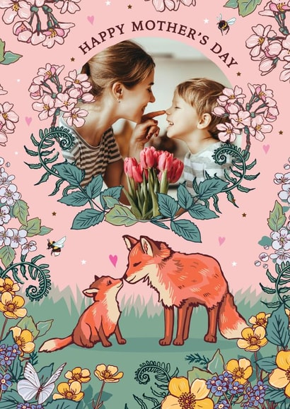 Pretty Mother's Day Photo Card - Woodland Foxes created by Angie Spurgeon