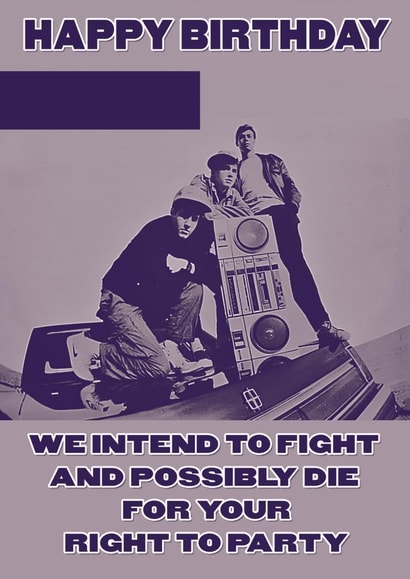 Fun  Beastie Boys-themed birthday card giving the recipient license to party created by RFFME Designs