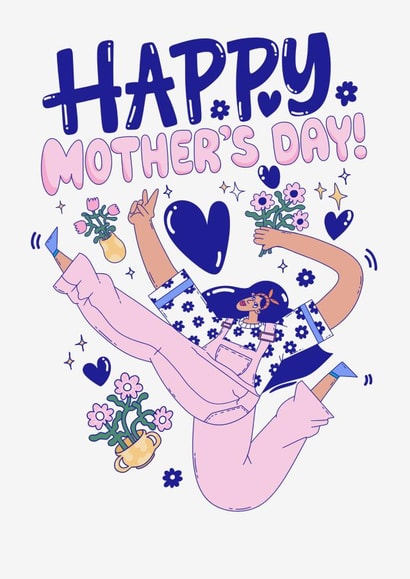 Pretty Mother's Day card - for Mum - 'Jumping Joy' created by Kasia Cards