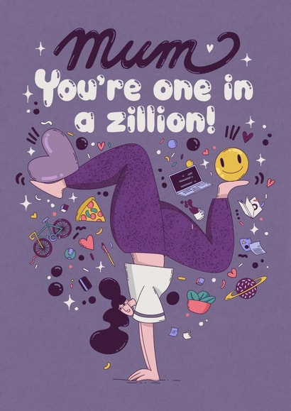 Pretty Mother's Day card - Supermom Circus - Illustrative created by Kasia Cards