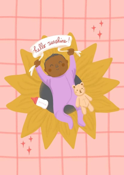 Cute New Baby card - Hello Sunshine! created by Poppy Jane Prints